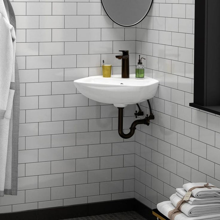 Barclay Products Eden 450 Corner Wall-Mount Sink in White