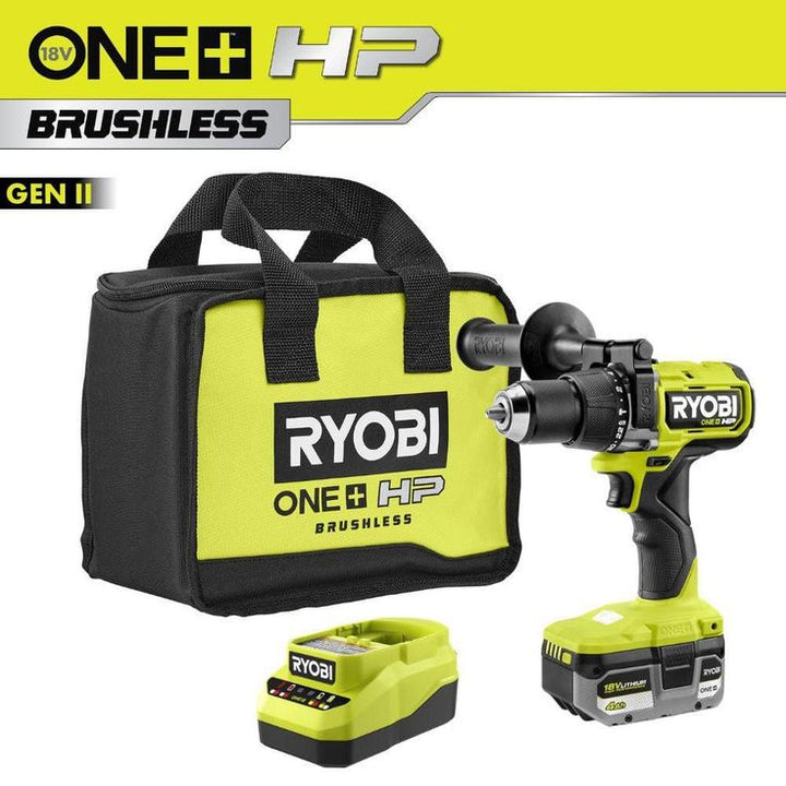 18-Volt ONE+ Lithium-Ion Cordless Brushless 1/2 in. Hammer Drill/Driver Kit with 4.0Ah LITHIUM+ Battery, Charger and Bag