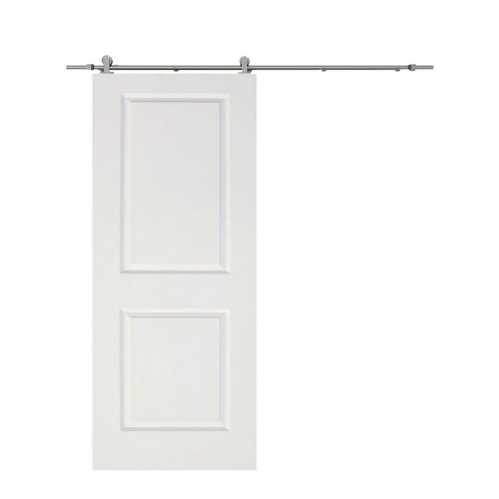 30 in. x 80 in. White Primed Composite Wood Barn Door Slab with Hardware Set - Super Arbor