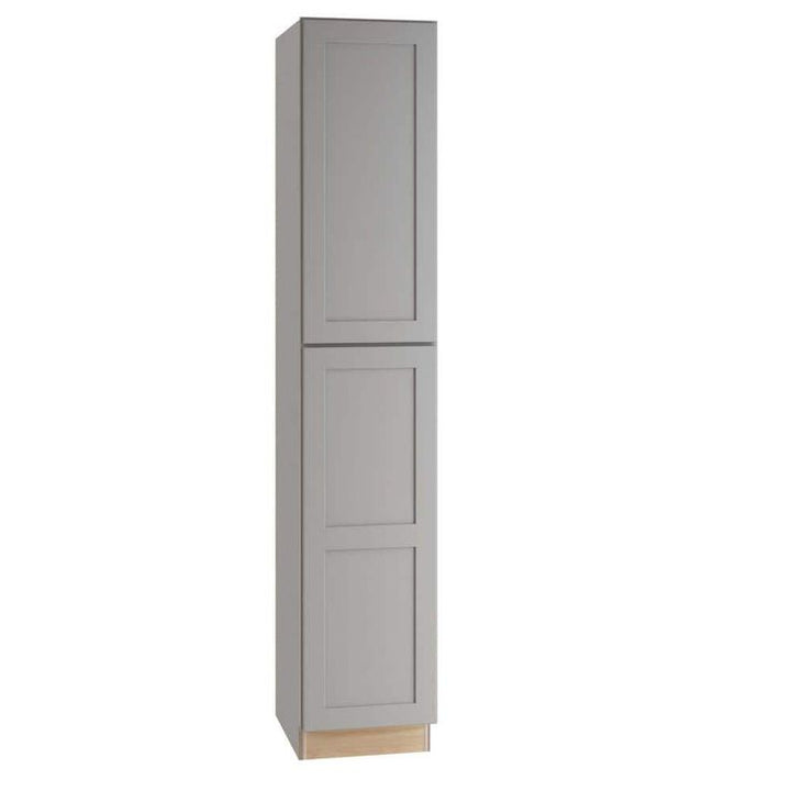 Home Decorators Collection Newport 18 in. W x 24 in. D x 90 in. H Assembled Plywood Pantry Kitchen Cabinet in Pearl Gray with Soft Close LH