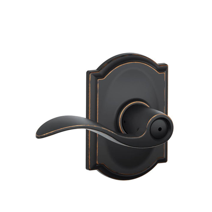 Accent Aged Bronze Privacy Bed/Bath Door Lever with Camelot Trim - Super Arbor