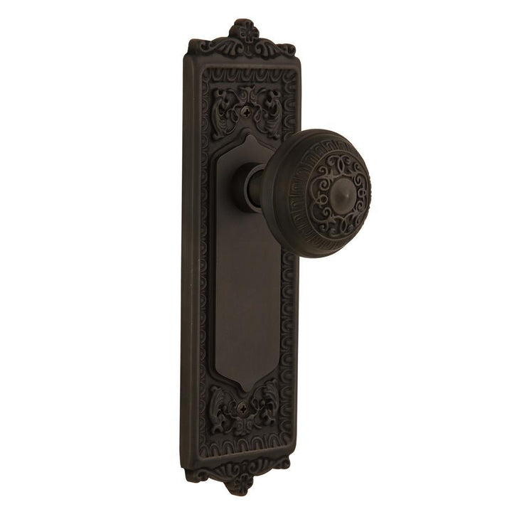 Egg and Dart Plate 2-3/8 in. Backset Oil-Rubbed Bronze Privacy Bed/Bath Door Knob - Super Arbor
