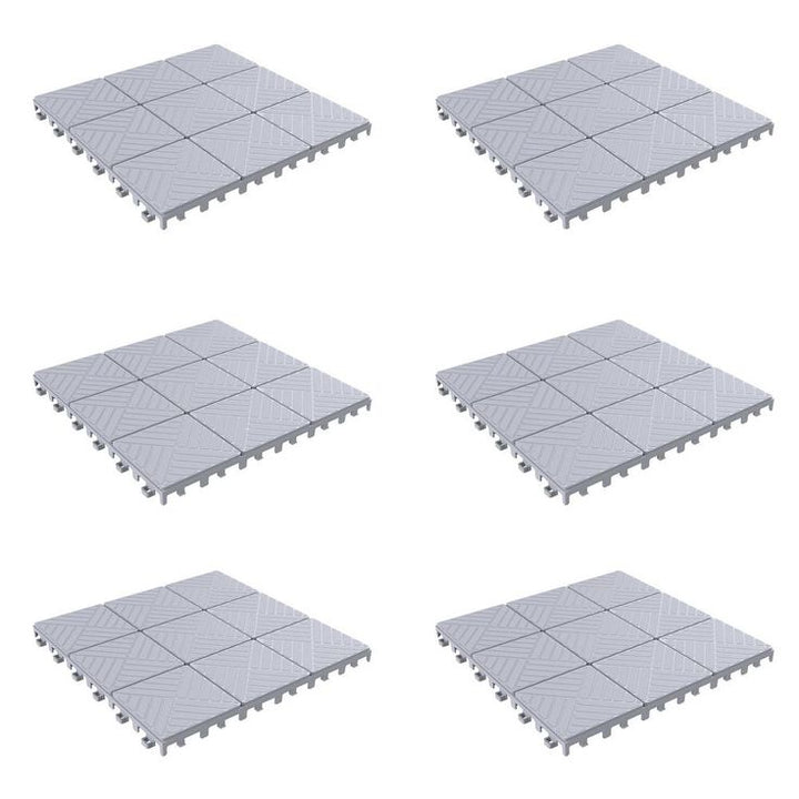 Pure Garden 11.5 in. x 11.5 in. Outdoor Interlocking Polypropylene Patio and Deck Tile Flooring in Grey (Set of 6)