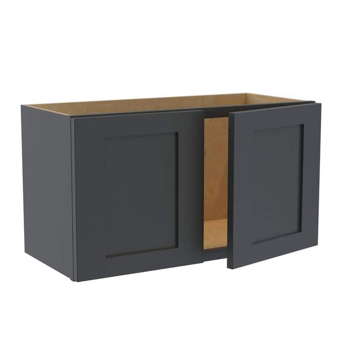 Home Decorators Collection Newport 24 in. W x 24 in. D x 15 in. H Assembled Plywood Wall Bridge Kitchen Cabinet in Deep Onyx with Soft Close