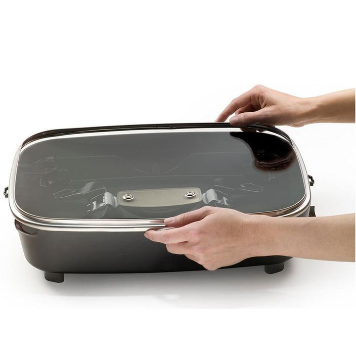 16 in. x 12 in. (118 sq. in.) Black Cast Aluminum Foldaway Electric Skillet with Glass Lid