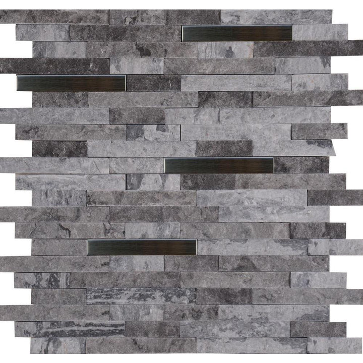 MSI Eclipse Interlocking 12 in. x 12 in. x 8 mm Matte Metal Stone Mesh-Mounted Mosaic Wall Tile (10 sq. ft. / case)