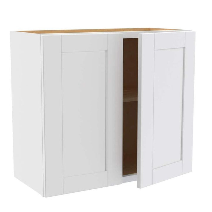 Home Decorators Collection Washington Vesper White Plywood Shaker Assembled Wall Kitchen Cabinet Soft Close 27 in. W 12 in. D 24 in. H