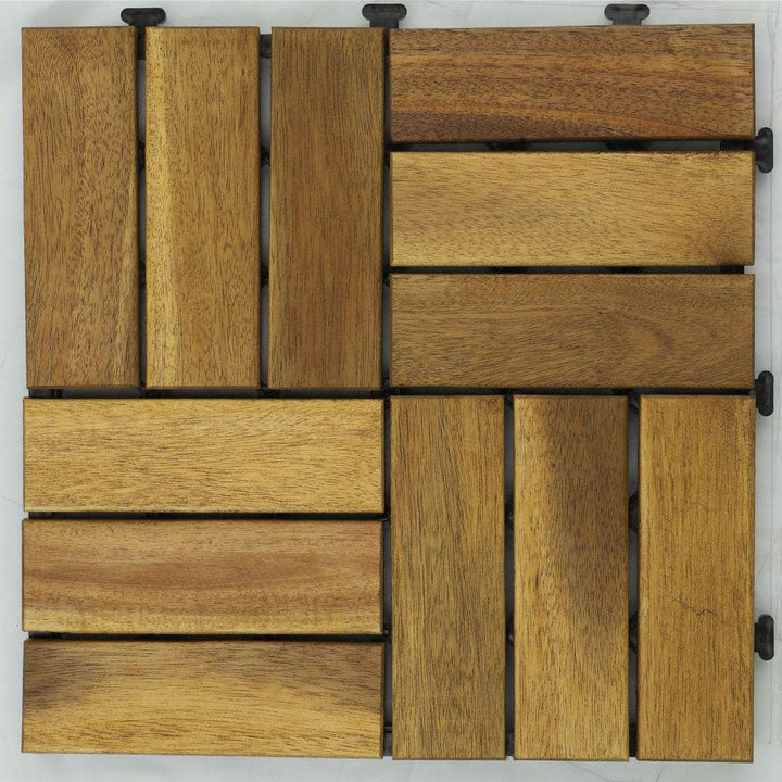 Courtyard Casual Parkay Pattern 12 in. x 12 in. Acacia Deck Tile in Teak Pack of 9
