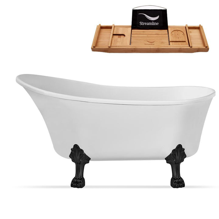 63 in. Acrylic Clawfoot Non-Whirlpool Bathtub in White - Super Arbor