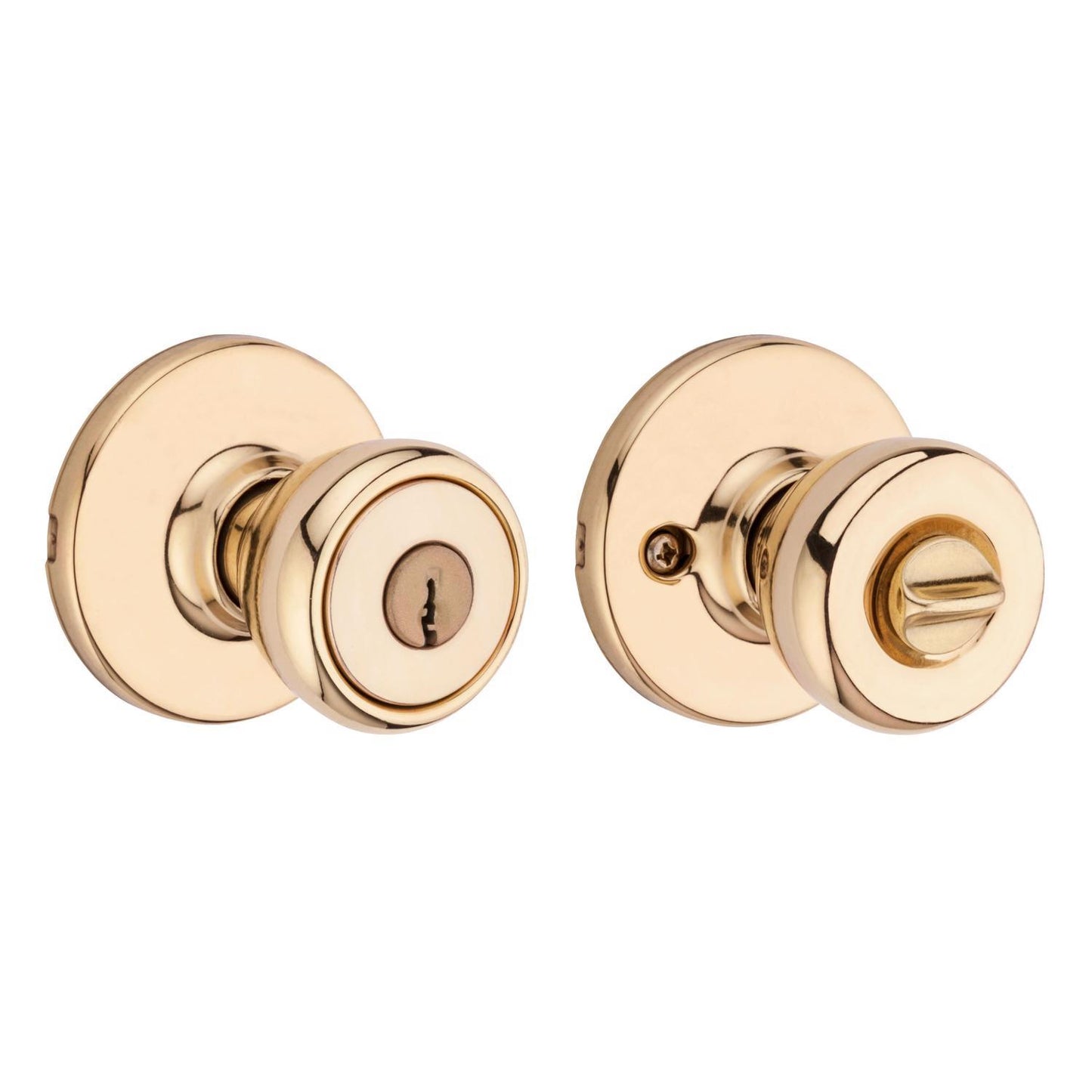 Kwikset Tylo Polished Brass Keyed Entry Knob, ANSI/BHMA Grade 3, Fits 1-3/8" to 1-3/4" Doors