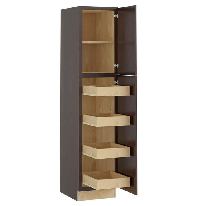 Home Decorators Collection Newport 18 in. W x 24 in. D x 84 in. H Assembled Plywood Pantry Kitchen Cabinet in Manganite with 4ROT Soft Close RH