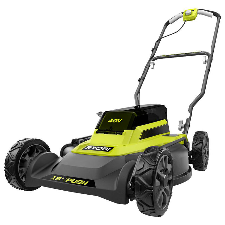 RYOBI 18 in. 40-Volt 2-in-1 Lithium-Ion Cordless Walk-Behind Push Mower with Two 4.0 Ah Batteries and Charger