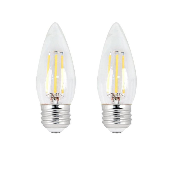 Feit Electric 40W Equivalent B10 Candelabra Dimmable Filament CEC Ttile 20 Clear Glass Chandelier LED Light Bulb, Soft White (2-Pack)