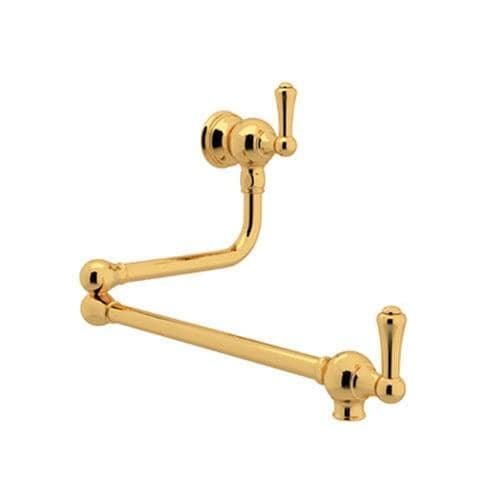 Rohl Perrin and Rowe English Gold 2-Handle Wall-Mount Pot Filler Handle Kitchen Faucet