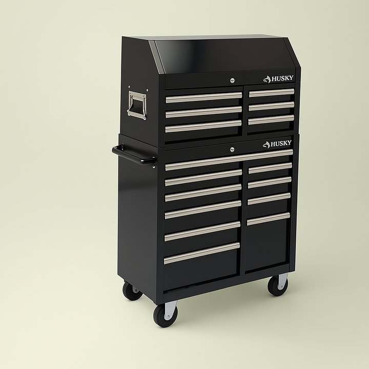 Husky 41-inch Gloss Black 16-Drawer Tool Chest and Cabinet Combo