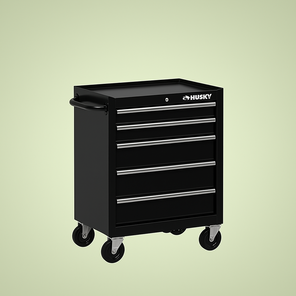 Husky 27" 5-Drawer Gloss Black Rolling Tool Cabinet
