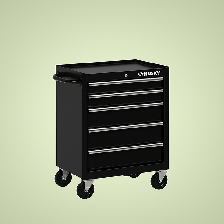 Husky 27" 5-Drawer Gloss Black Rolling Tool Cabinet