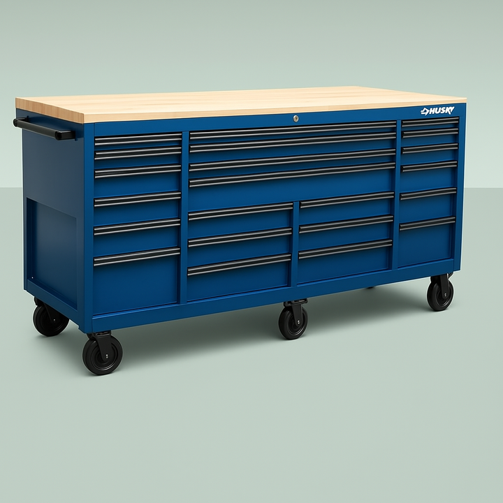 Husky Heavy Duty 84-inch Matte Blue Mobile Workbench Cabinet