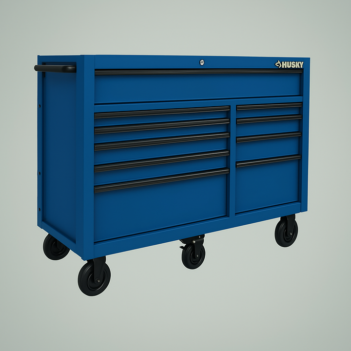 Husky Heavy-Duty 61 in. W x 24 in. D Mobile Workbench in Matte Blue