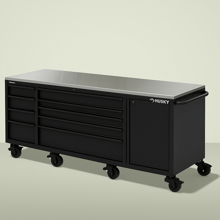 Husky 96-inch Heavy-Duty Mobile Workbench with Stainless Steel Top