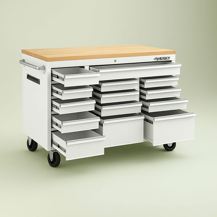 Husky 72-inch Gloss White Mobile Workbench Tool Chest