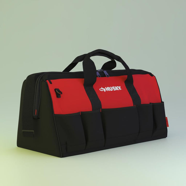 Husky 24 in. Wide Mouth Water Resistant Tool Bag with Shoulder Strap