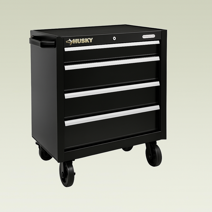 Husky 26.5 in. W x 18 in. D 4-Drawer Rolling Tool Cabinet - Gloss Black
