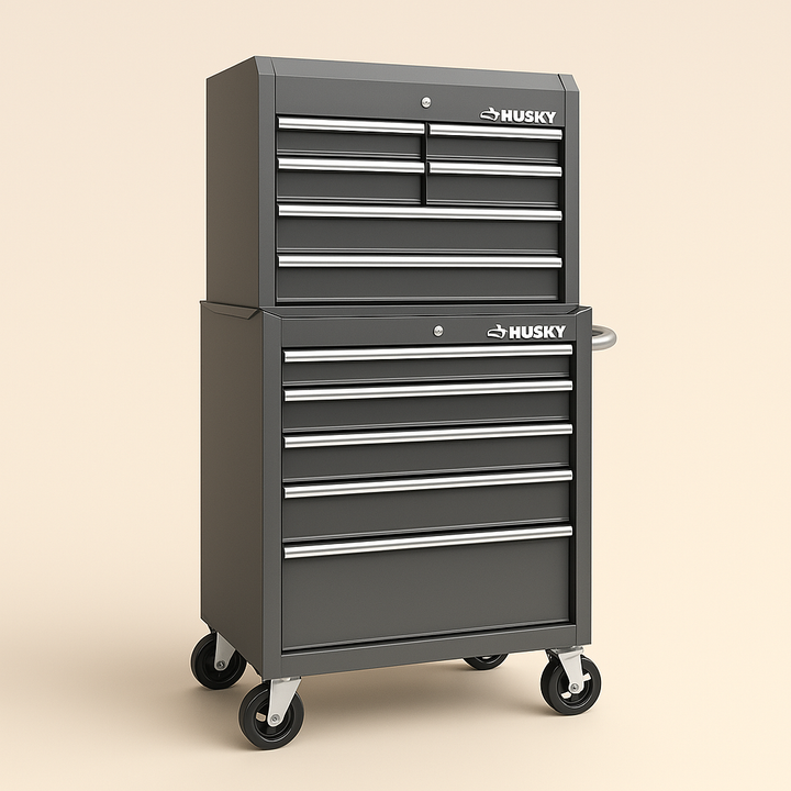 Husky 27 in. 11-Drawer Tool Chest and Cabinet Combo - Glossy Gray