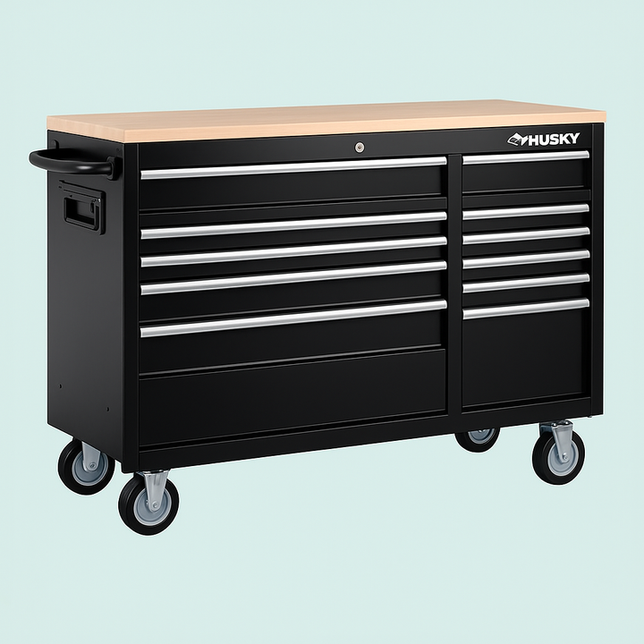 Husky Modular Tool Storage 52 in. Black Mobile Workbench Cabinet