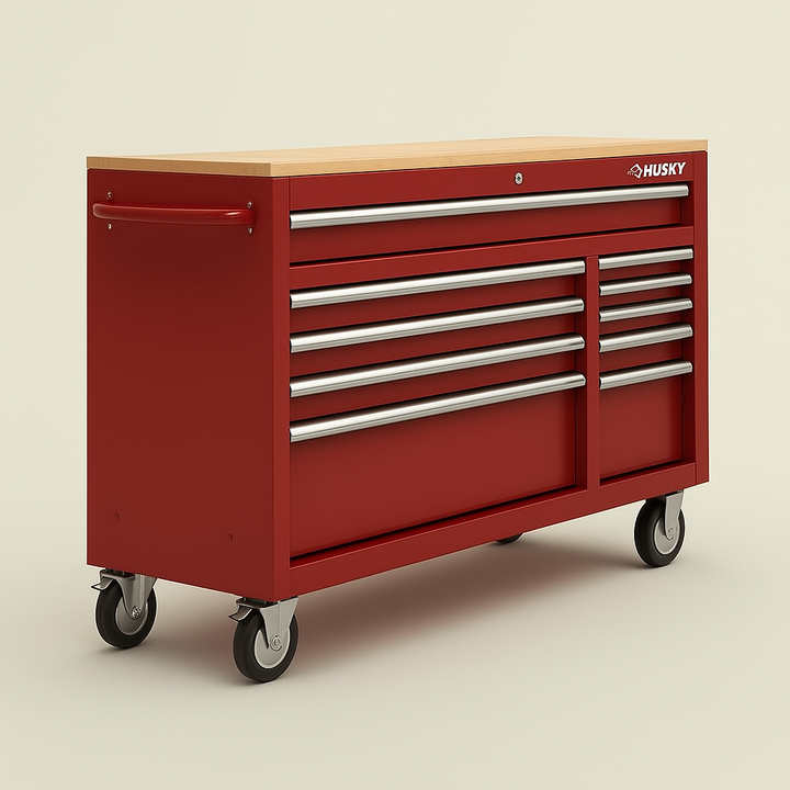 Husky Modular Tool Storage 52 in. Red Mobile Workbench Cabinet