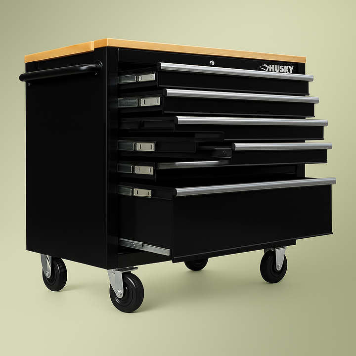 Husky 46 in. Mobile Workbench Cabinet with Extension Table