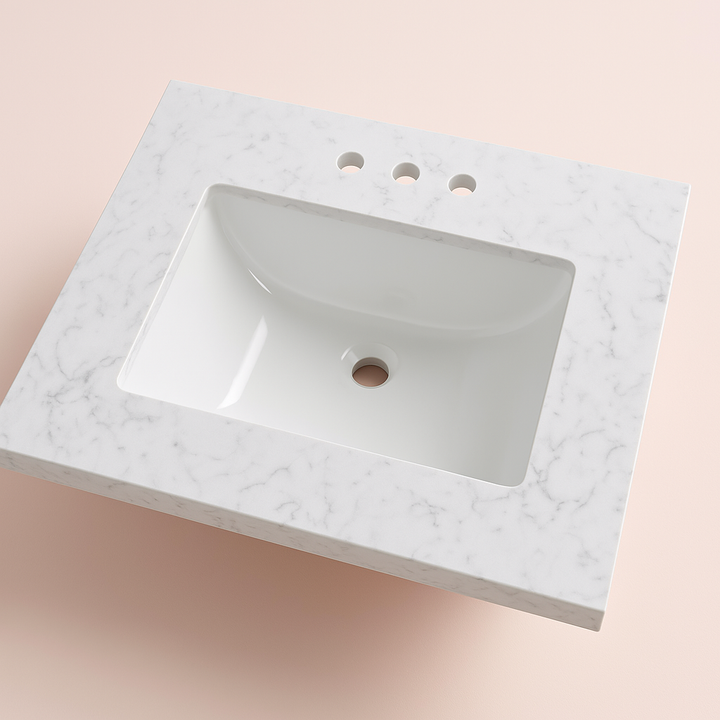 Home Decorators Collection 25-inch Cultured Marble Vanity Top in Dune with White Sink