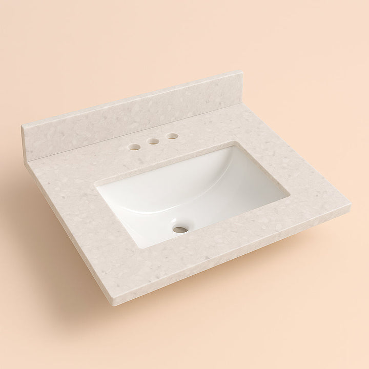 Home Decorators Collection 25 in. W x 22 in. D River Stone Vanity Top with White Sink