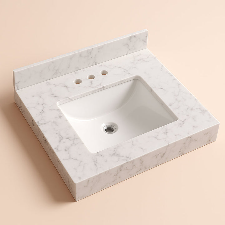 Home Decorators Collection 25-inch Cultured Marble Vanity Top in Pulsar with White Sink