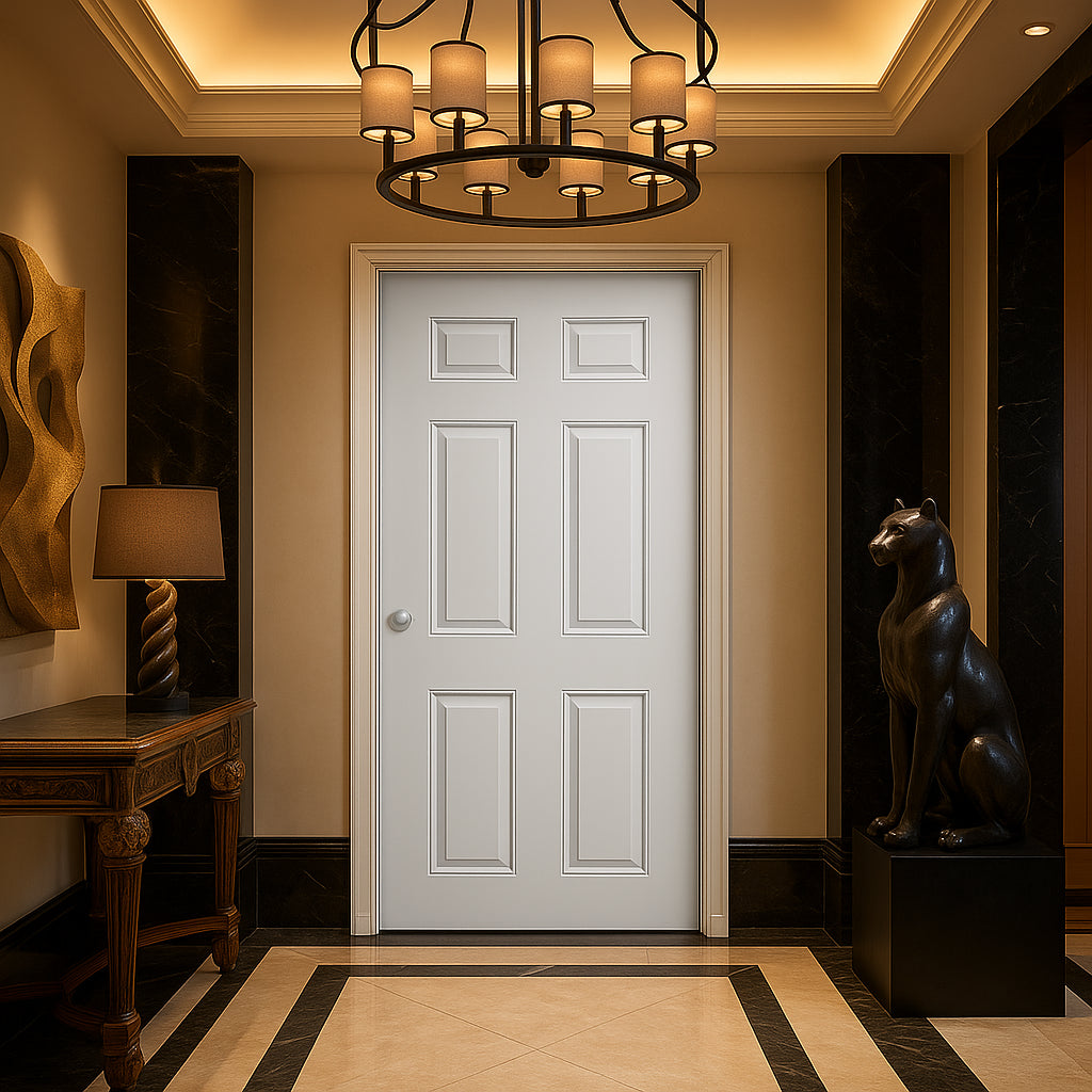Masonite Utility 6-Panel Primed Steel Prehung Front Door, No Brickmold, Right-Hand Inswing, 32 in. x 80 in.
