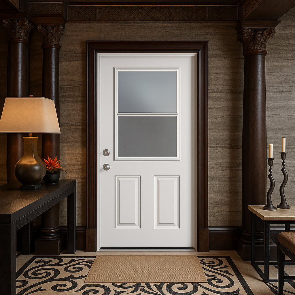 Masonite 32 x 80 in. Vent Lite Right-Hand Inswing Primed Smooth Fiberglass Prehung Front Exterior Door No Brickmold
