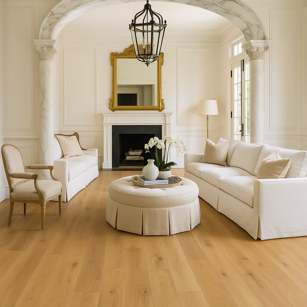 Superoak Natural Hickory Clay Hybrid Resilient Flooring - Waterproof, Durable, 25.4 sq. ft/case