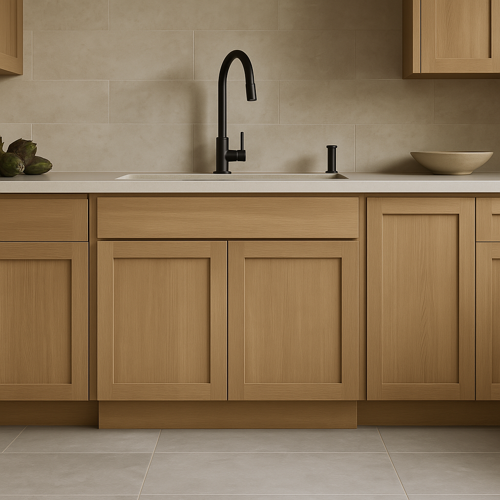 Hampton Bay Avondale Shaker Sink Base Kitchen Cabinet in White Oak