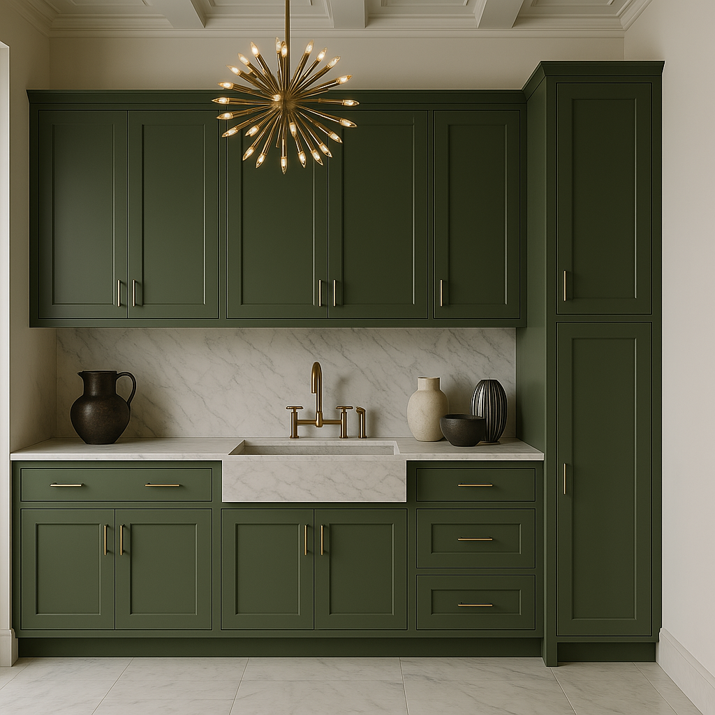 Hampton Bay Avondale 18 in. W x 24 in. D x 90 in. H Ready to Assemble Plywood Shaker Pantry Kitchen Cabinet in Fern Green