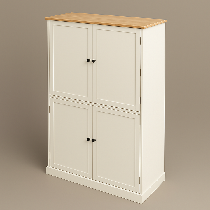 Adrinfly Cream MDF Kitchen Cabinet with Drawers and Adjustable Shelves