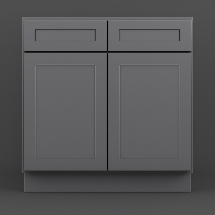 HOMEIBRO Newport Gray Shaker Style Base Kitchen Cabinet with 2 Doors and 2 Drawers