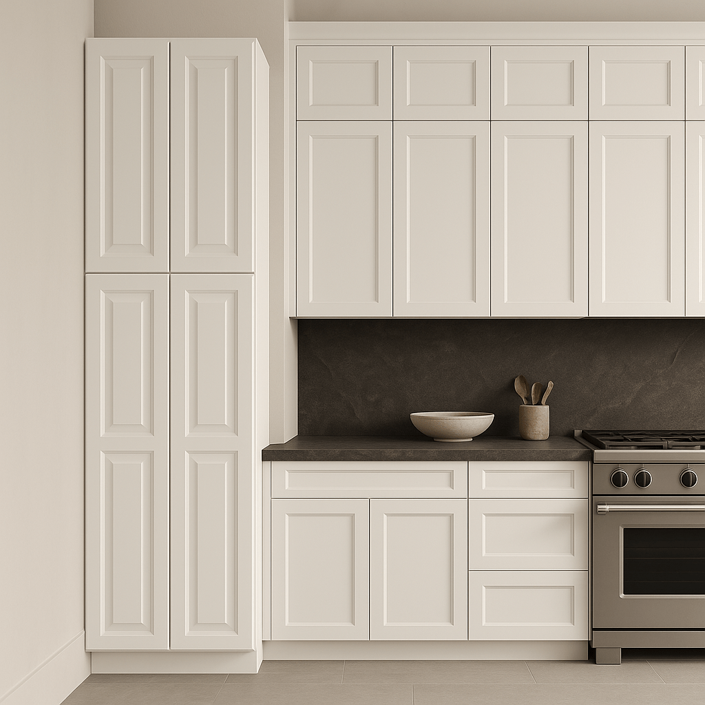 HOMEIBRO 24-in White Plywood Pantry Cabinet - Ready to Assemble