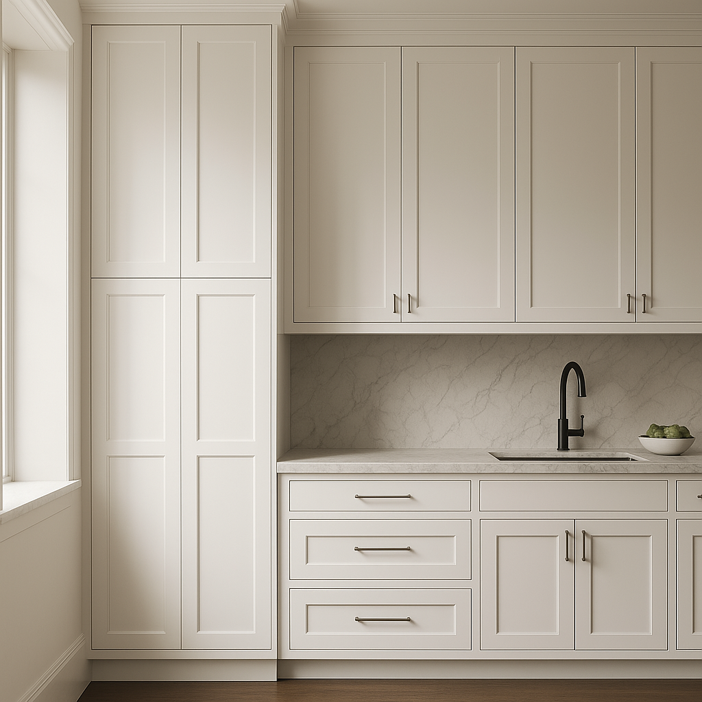 RoomyLife Shaker White Ready-to-Assemble Utility Kitchen Cabinet, 24x24x96 in.