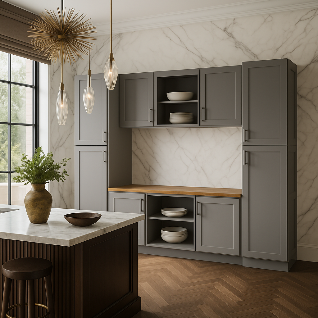 MILL'S PRIDE Richmond Vesuvius Gray Kitchen Cabinet Ensemble - Ready to Assemble