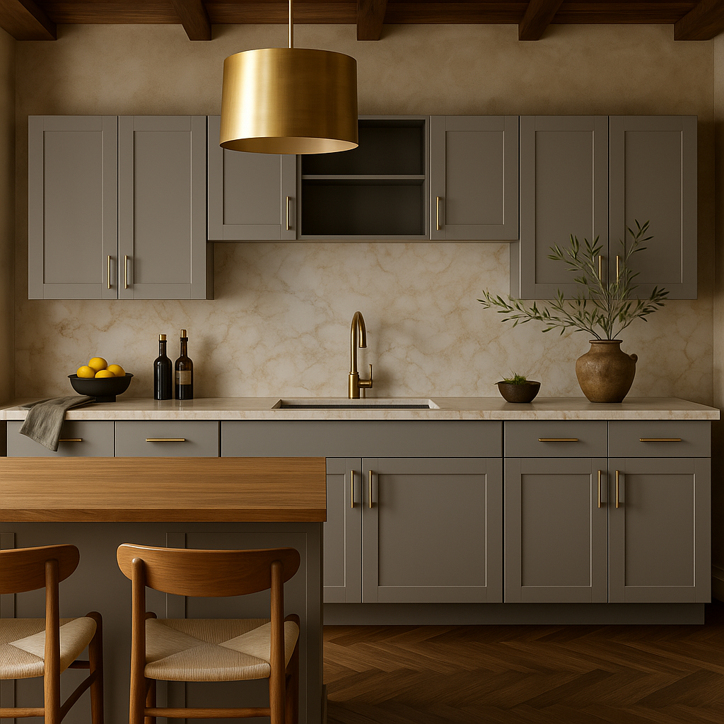 MILL'S PRIDE Richmond Vesuvius Gray Kitchen Cabinet Set - 132 in W x 24 in D x 96 in H
