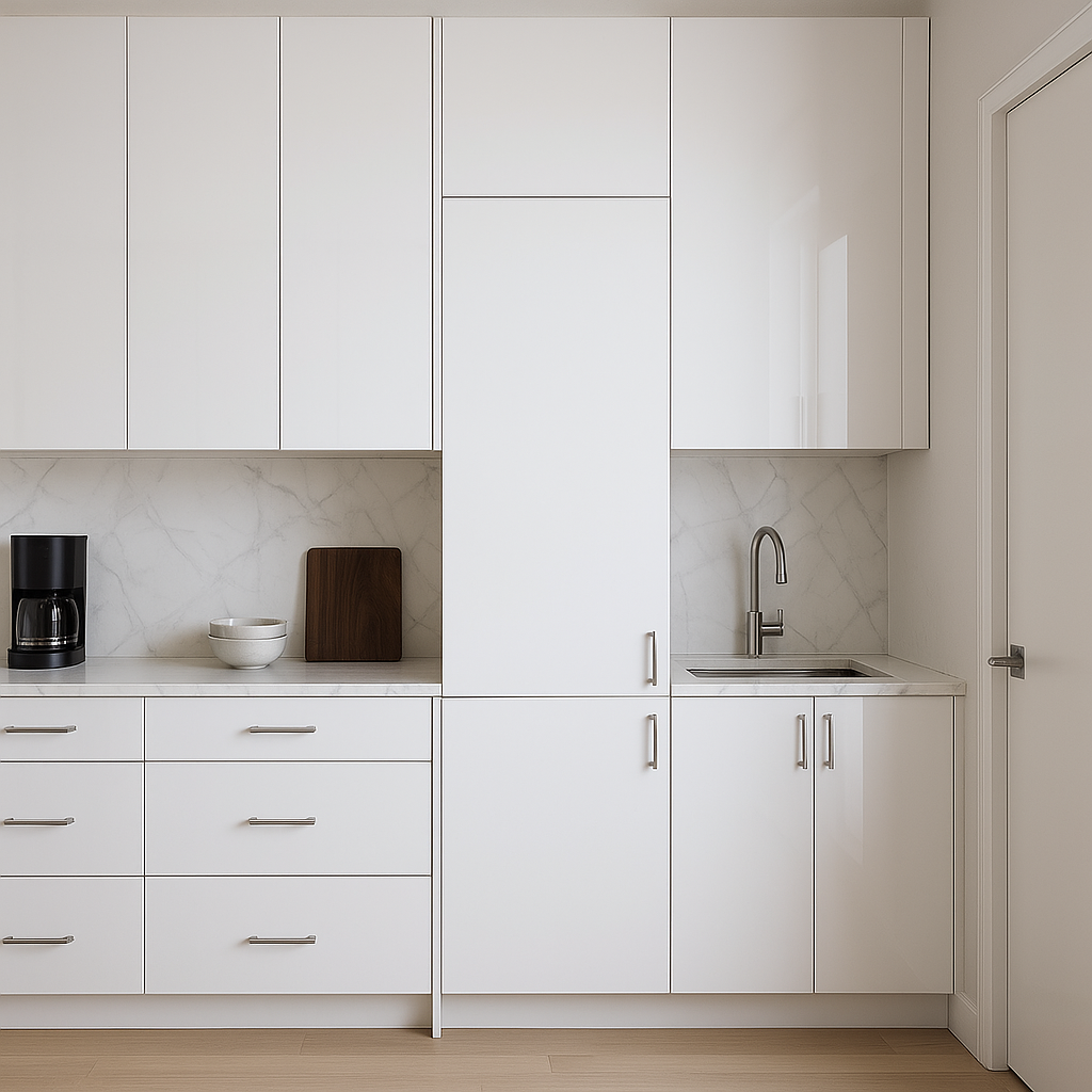 Cambridge Radiance White Gloss Slab Wall Kitchen Cabinet, 12x12x30 Inches