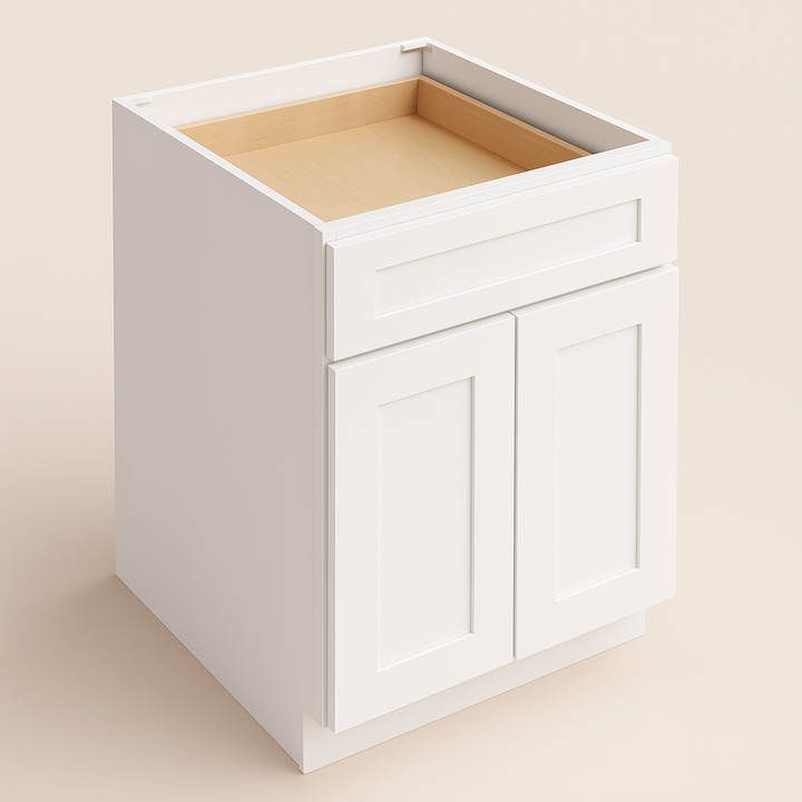CASAINC 24" White Shaker Kitchen Base Cabinet with Drawer
