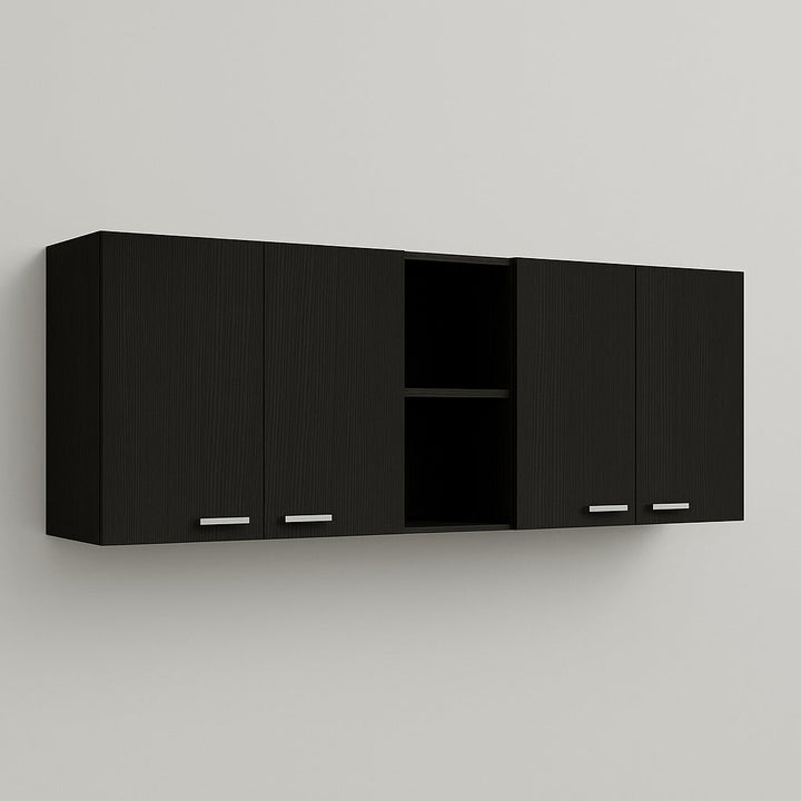 Aoibox Black Wall Mount Kitchen Cabinet with Shelves - 59 in. W x 12.4 in. D x 23.6 in. H