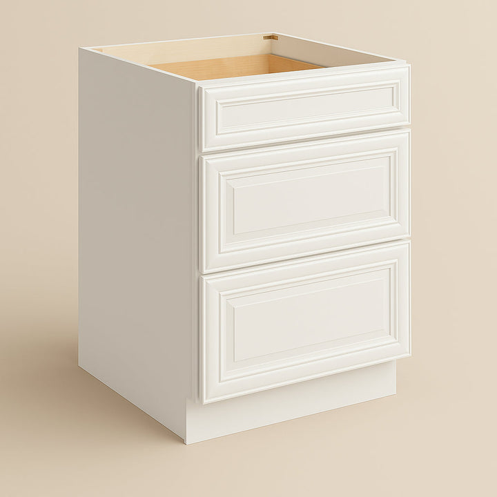CASAINC 24" Pearl White Kitchen Cabinet with 3 Drawers - Durable Plywood Construction