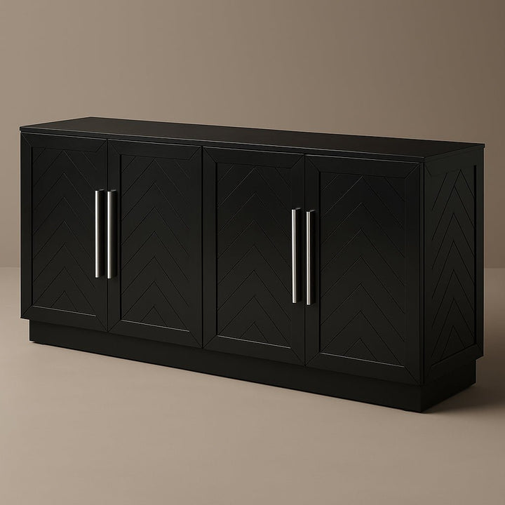 Unbranded Black MDF Kitchen Cabinet with Adjustable Shelves, 60.10 in. W x 15.80 in. D x 32 in. H